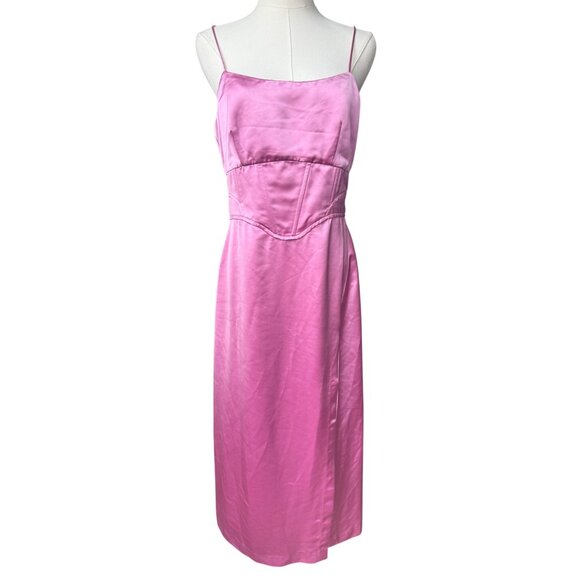 Jason Wu Midi Satin Cocktail Corset Dress Sz M NWT $310 Barbie Wedding Guest - Picture 1 of 8